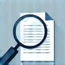 Ikon av ett förstoringsglas som granskar ett dokument, symboliserande behovsanalys.